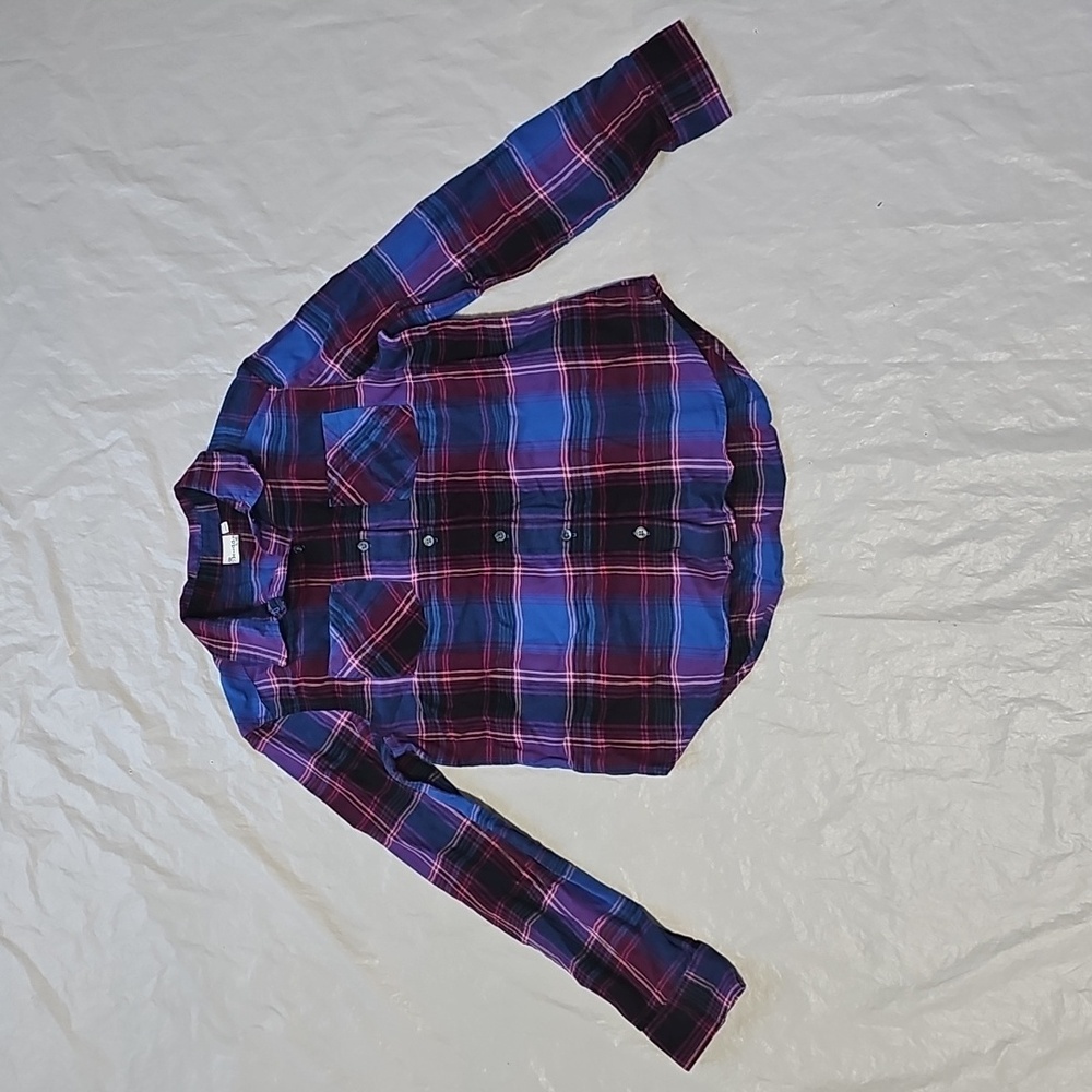 Mudd Girls Size 12 Plaid Button Down Long Sleeve Multicolor Shirt Used